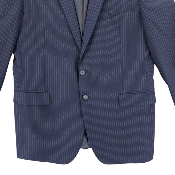 Unbranded Loro Piana Fabric Super 120's 100% Wool Jacket Blue Striped 46 X - Picture 2 of 7